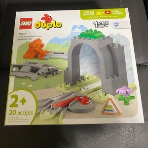 LEGO DUPLO Train Tunnel and Tracks Set - Gray, Green, Orange